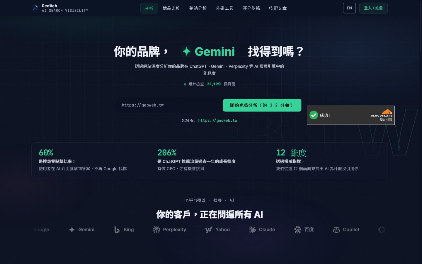 GeoWeb 分析平台 網站截圖
